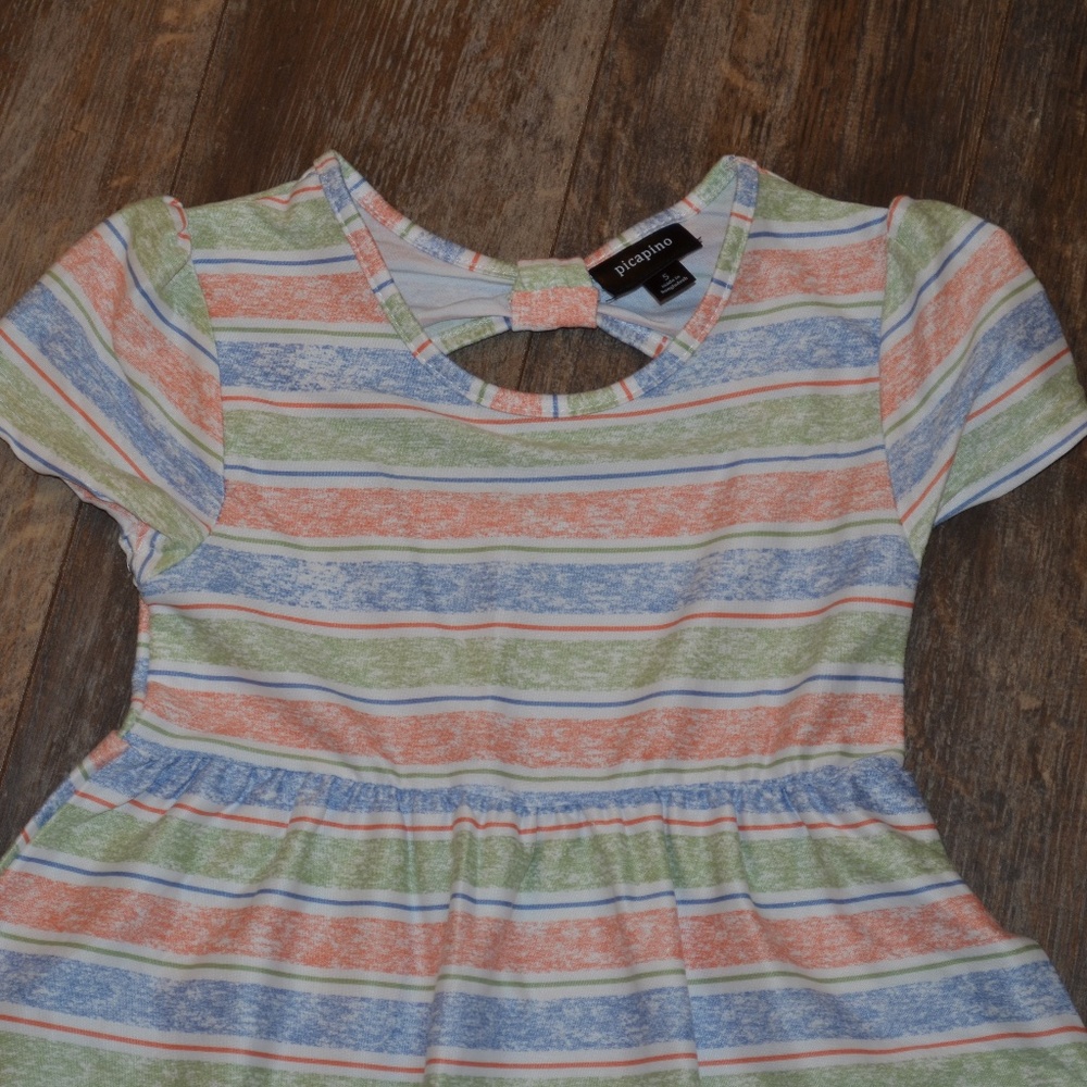 Picapino Dress - Orange, Blue and Green Stripes - Picture 2 of 6